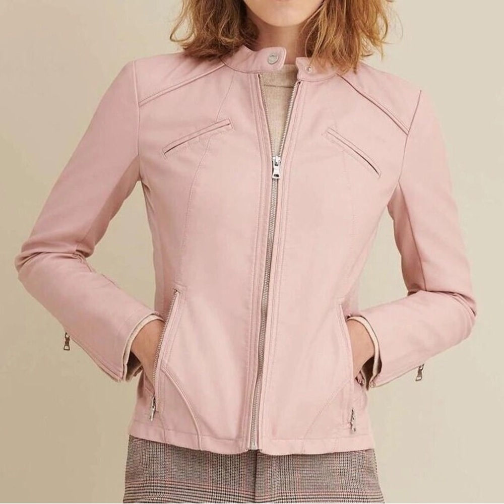 Guess Light Pink Leather Jacket